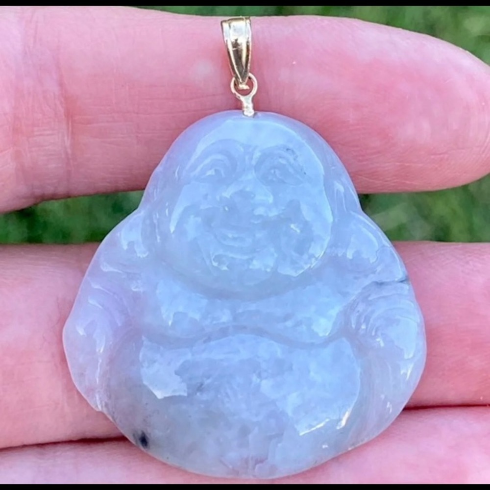 14k Jadeite Buddha Pendant